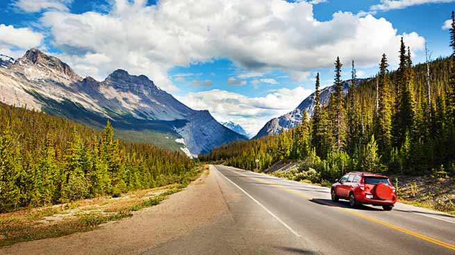 car on road in canada